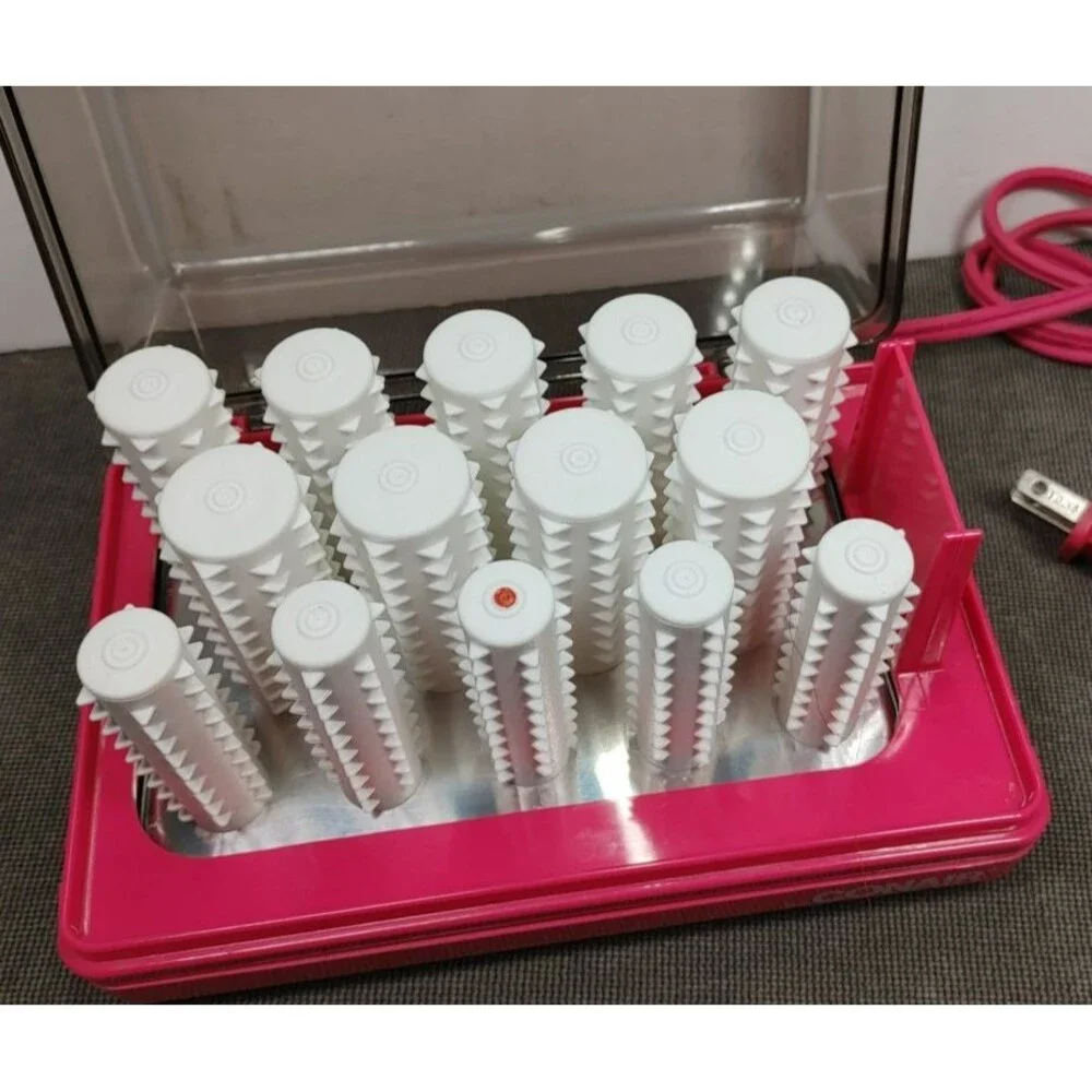 VTG CONAIR HOT ROLLERS HIGH ENERGY w/ Clips HOT PINK Beauty Pageant Model 401